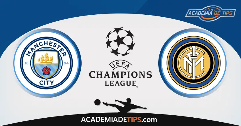 a blue and white background with a black and white logo Manchester City x Inter